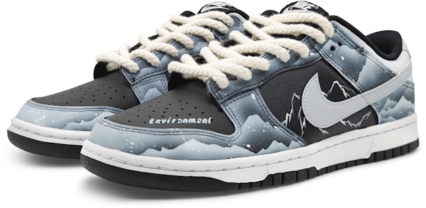 나이키 덩크 로우 '블랙 실버 - 앤탁틱 글레이셔' (커스텀) DV0831-002(Team16-男款南极冰川银) Lookbook 나이키 덩크 로우 '블랙 실버 - 앤탁틱 글레이셔' (커스텀) DV0831-002(Team16-男款南极冰川银)