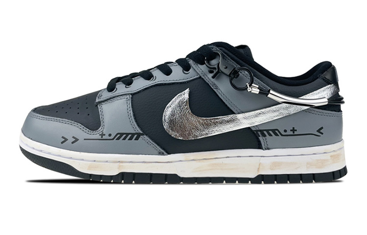 Buy [Sepatu Custom] Nike Dunk Low 'Rantai Hitam Perak' CW1590-100(Team叁-女款机能黑银贴布链条)