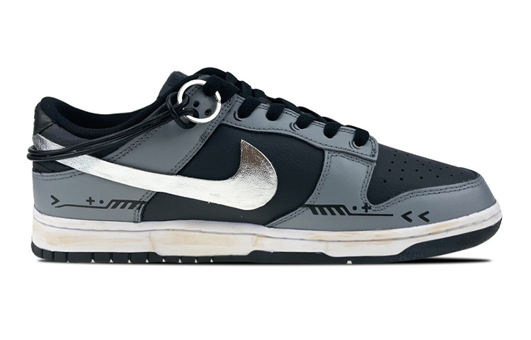 Order [Sepatu Custom] Nike Dunk Low 'Rantai Hitam Perak' CW1590-100(Team叁-女款机能黑银贴布链条)