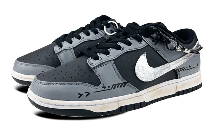 Lookbook [Sepatu Custom] Nike Dunk Low 'Rantai Hitam Perak' CW1590-100(Team叁-女款机能黑银贴布链条)
