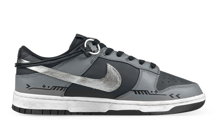 Lookbook 【カスタムシューズ】ナイキ ダンク ロー 'ブラック シルバーチェーン' CW1590-100(Team叁-女款LED机能银贴布)