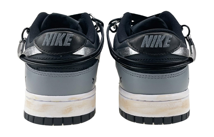 Purchase [Sepatu Custom] Nike Dunk Low 'Rantai Hitam Perak' CW1590-100(Team叁-女款机能黑银贴布链条)