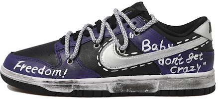 定制鞋 Nike Dunk Low 黑银紫色氛围 DJ6188-002(Team拾玖-黑银字体男S-BOX) Buy 定制鞋 Nike Dunk Low 黑银紫色氛围 DJ6188-002(Team拾玖-黑银字体男S-BOX)