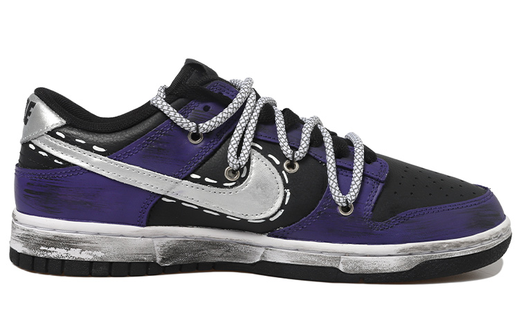 Order 定制鞋 Nike Dunk Low 黑银紫色氛围 DJ6188-002(Team拾玖-黑银字体男S-BOX)
