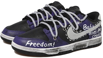 定制鞋 Nike Dunk Low 黑银紫色氛围 DJ6188-002(Team拾玖-黑银字体男S-BOX) Lookbook 定制鞋 Nike Dunk Low 黑银紫色氛围 DJ6188-002(Team拾玖-黑银字体男S-BOX)