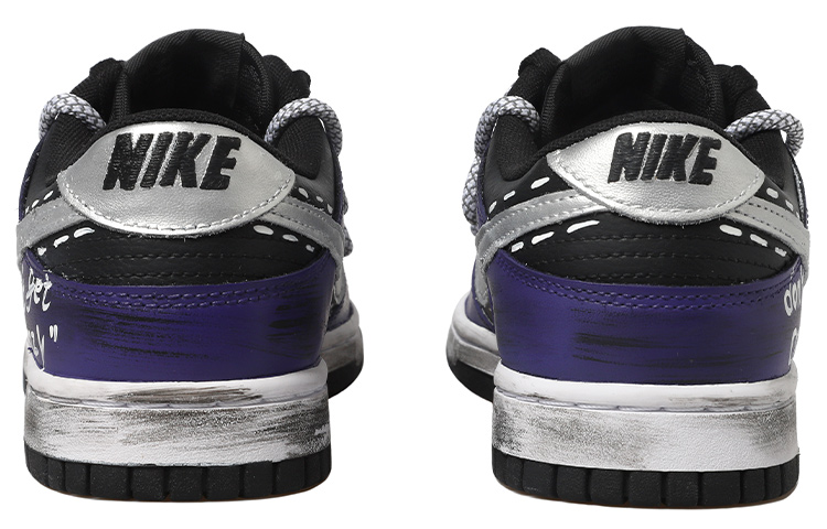 Purchase 定制鞋 Nike Dunk Low 黑银紫色氛围 DJ6188-002(Team拾玖-黑银字体男S-BOX)