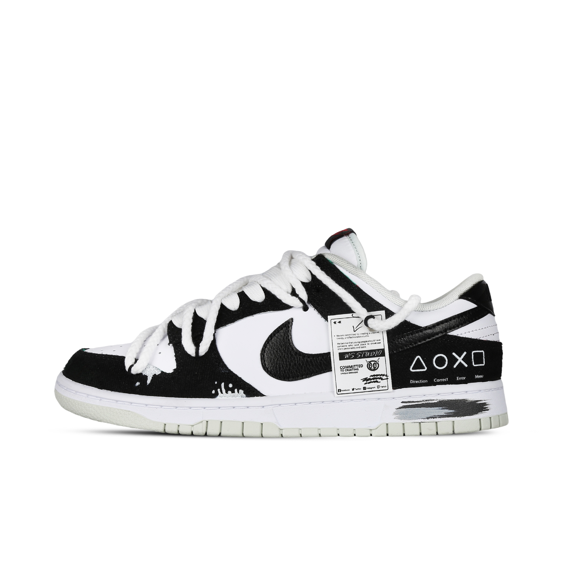 Order 【客製球鞋】 Nike Dunk Low 資深玩家2.0 戶外穿搭 高街風 獨特高級 麻繩解構 防滑耐磨 低筒 板鞋 男款 黑白