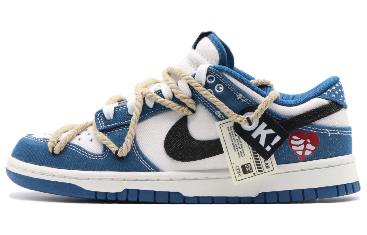 Order [定制鞋款] 耐克Dunk低帮‘黑白蓝-刺子绣解构’ DV0834-101(Team57-男款缠绵)