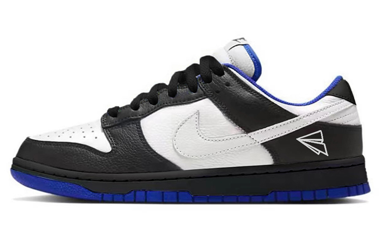 Buy 나이키 덩크 로우 '블랙 화이트 블루' (커스텀) FD9064-110(TeamY-女款复古纸飞机黑白蓝)