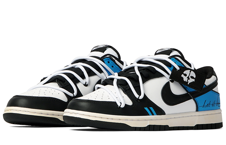 Lookbook [Custom Sepatu] Nike Dunk Low 'Hitam Putih Biru' DD1391-100(Team拾柒-男款低帮往事随风板鞋)