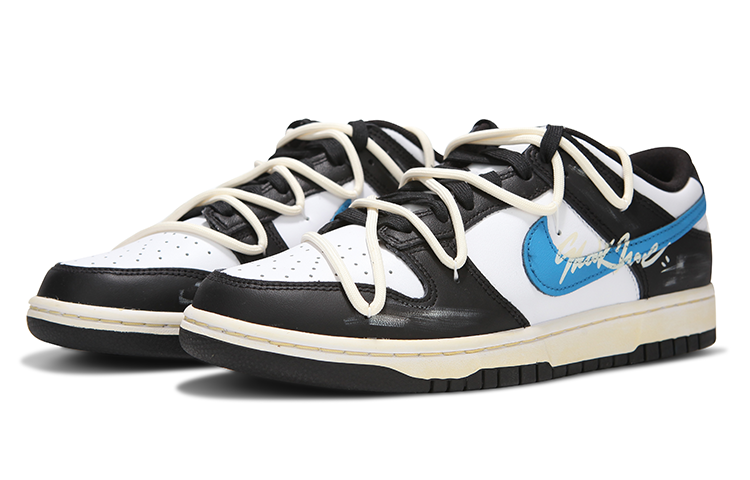 Lookbook [カスタムシューズ] ナイキ ダンク ロー 'ブラック ホワイト ブルー' CW1590-100(Team82-女款闪电熊猫)