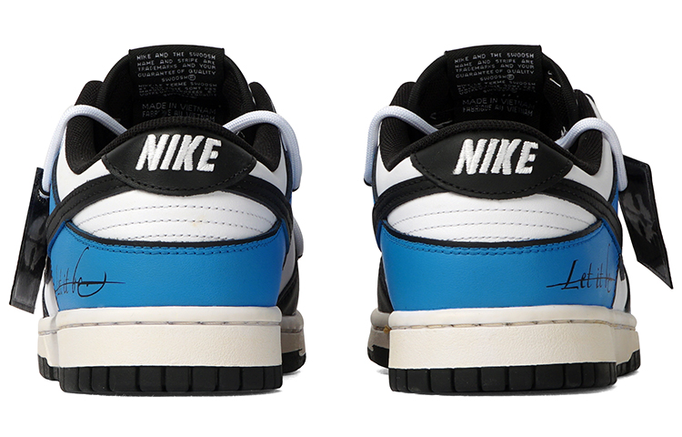 Shop [Custom Sepatu] Nike Dunk Low 'Hitam Putih Biru' DD1391-100(Team拾柒-男款低帮往事随风板鞋)