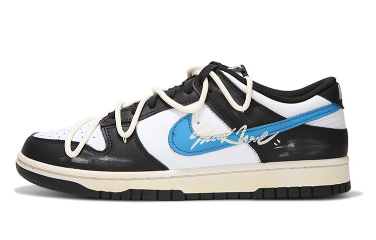 Buy 나이키 덩크 로우 '블랙화이트 블루 파이어 하트' (커스텀) DD1391-100(Team82-男款闪电熊猫)