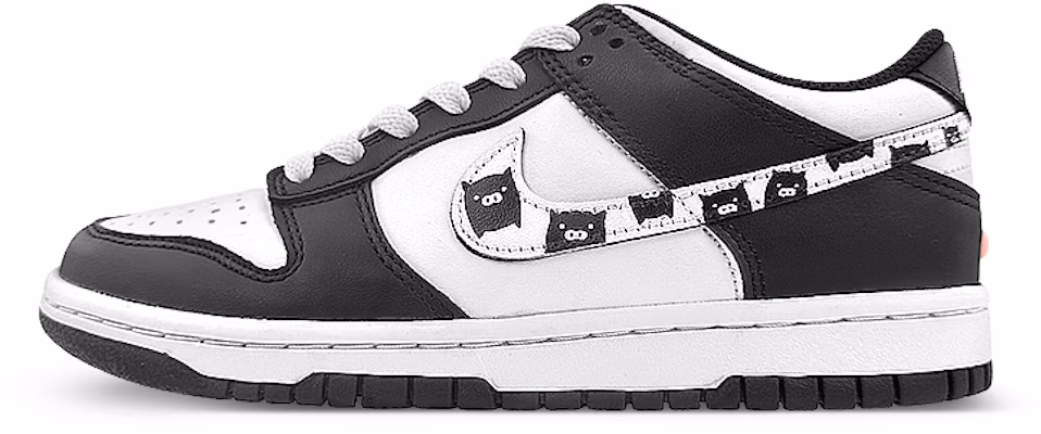 【定製球鞋】Nike Dunk Low 滑板文化 鴛鴦 黑白豬 卡通 低筒 滑板鞋 GS 黑白 Buy 【定製球鞋】Nike Dunk Low 滑板文化 鴛鴦 黑白豬 卡通 低筒 滑板鞋 GS 黑白