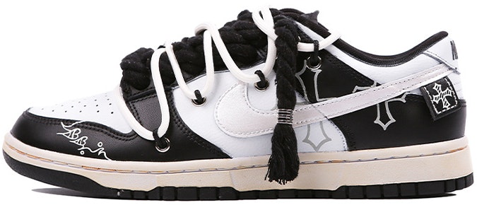 custom-shoes-nike-dunk-low-black-white-cross-peach-heart-vibe