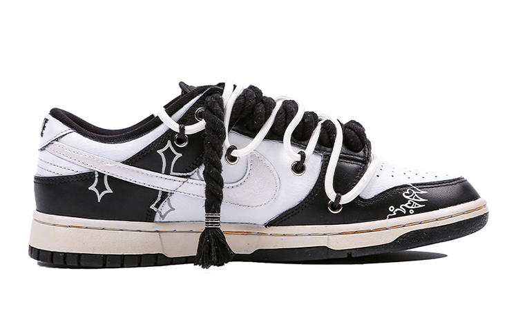 Order 나이키 덩크 로우 "블랙 화이트 피치 하트"(커스텀) DH9765-002(Team4-女款黑白十字架S-BOX)