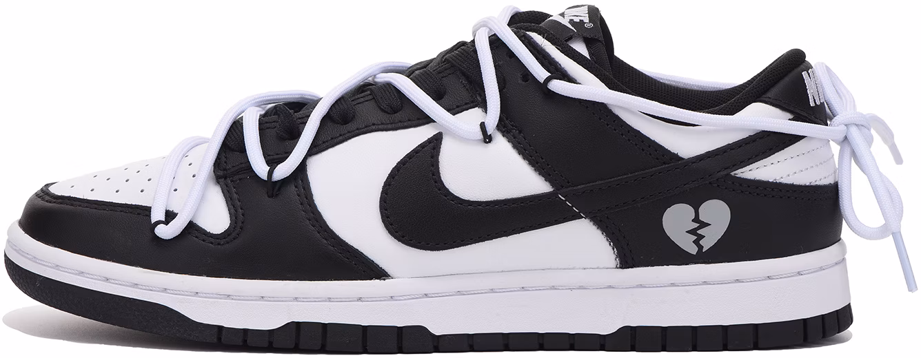 custom-shoes-nike-dunk-low-black-white-deconstructed-heart