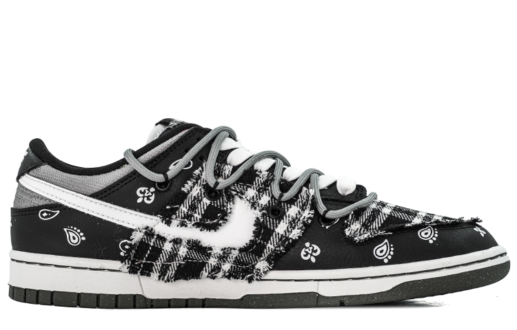 Order 나이키 덩크 로우 '블랙 화이트 스트릿' (커스텀) DM0108-001(Team肆-D格子腰果花ZQ)