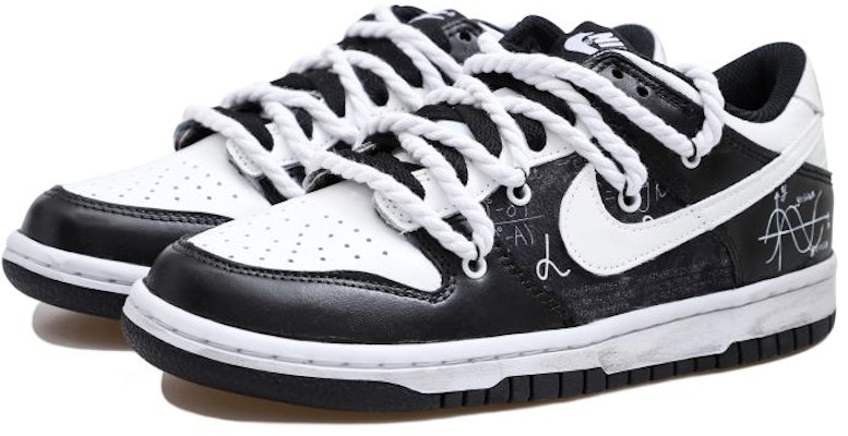 【訂製球鞋】Nike Dunk Low 極簡 數學 函數 做舊 白麻繩 解構風 貼布 低幫 板鞋 GS 黑白 Lookbook 【訂製球鞋】Nike Dunk Low 極簡 數學 函數 做舊 白麻繩 解構風 貼布 低幫 板鞋 GS 黑白