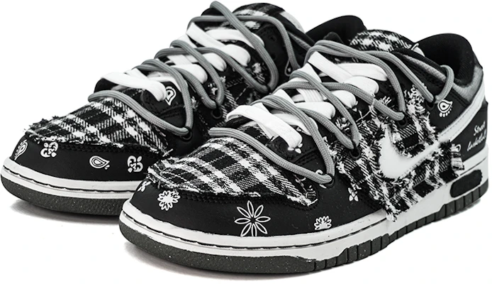 【カスタムシューズ】ナイキ ダンク ロー「ブラックホワイト デコンストリート」 DM0108-001(Team肆-D格子腰果花ZQ) Lookbook 【カスタムシューズ】ナイキ ダンク ロー「ブラックホワイト デコンストリート」 DM0108-001(Team肆-D格子腰果花ZQ)