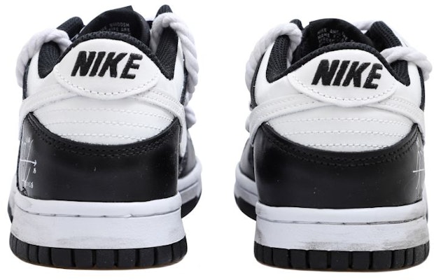 【訂製球鞋】Nike Dunk Low 極簡 數學 函數 做舊 白麻繩 解構風 貼布 低幫 板鞋 GS 黑白 Shop 【訂製球鞋】Nike Dunk Low 極簡 數學 函數 做舊 白麻繩 解構風 貼布 低幫 板鞋 GS 黑白
