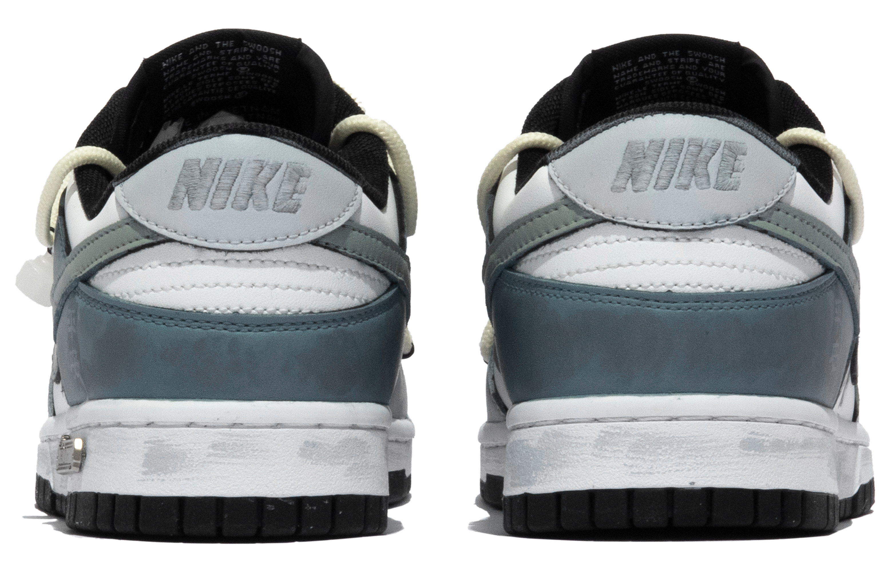 Shop [Kasut Custom] Nike Dunk Low 'Hitam Putih Hijau' CW1590-100(TeamM-女款与山印S-BOX)