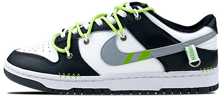 custom-shoes-nike-dunk-low-black-white-green-gift-box