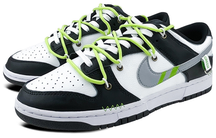 Lookbook [Kasut Custom] Nike Dunk Low 'Black White Green Kotak Hadiah' DJ6188-002(Team叁-男款复古黑白绿S-BOX)