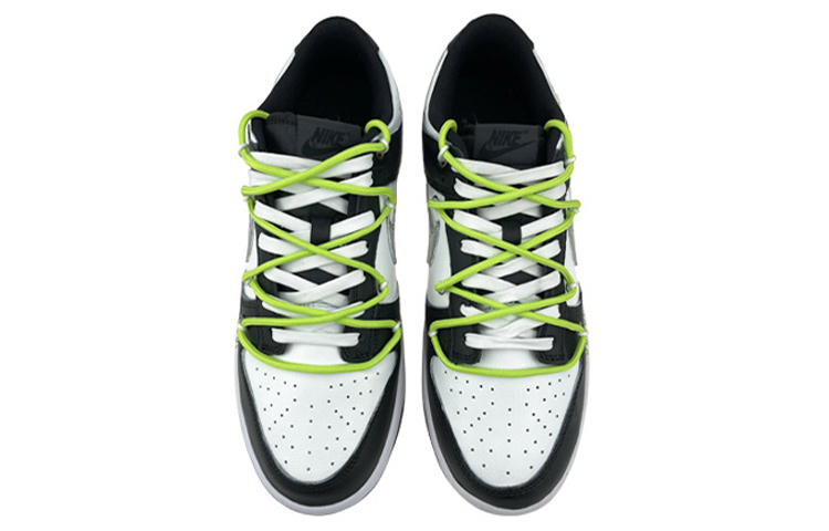 Shop [Kasut Custom] Nike Dunk Low 'Black White Green Kotak Hadiah' DJ6188-002(Team叁-男款复古黑白绿S-BOX)