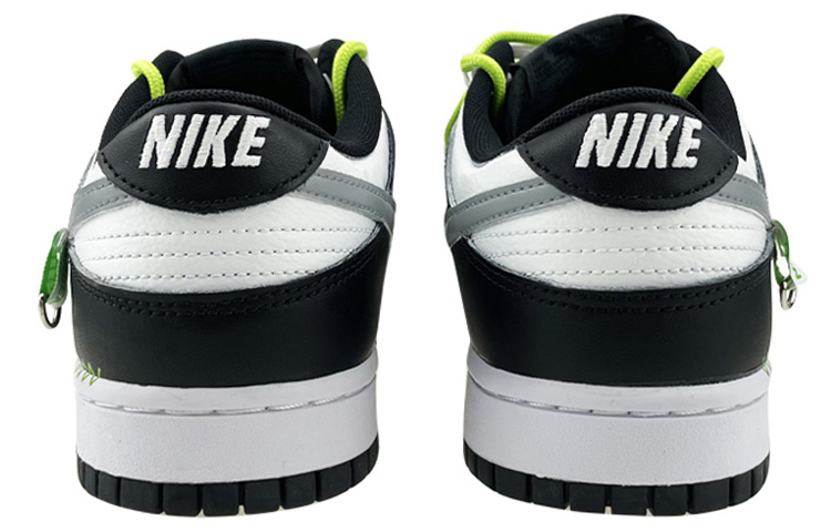 Purchase [Kasut Custom] Nike Dunk Low 'Black White Green Kotak Hadiah' DJ6188-002(Team叁-男款复古黑白绿S-BOX)