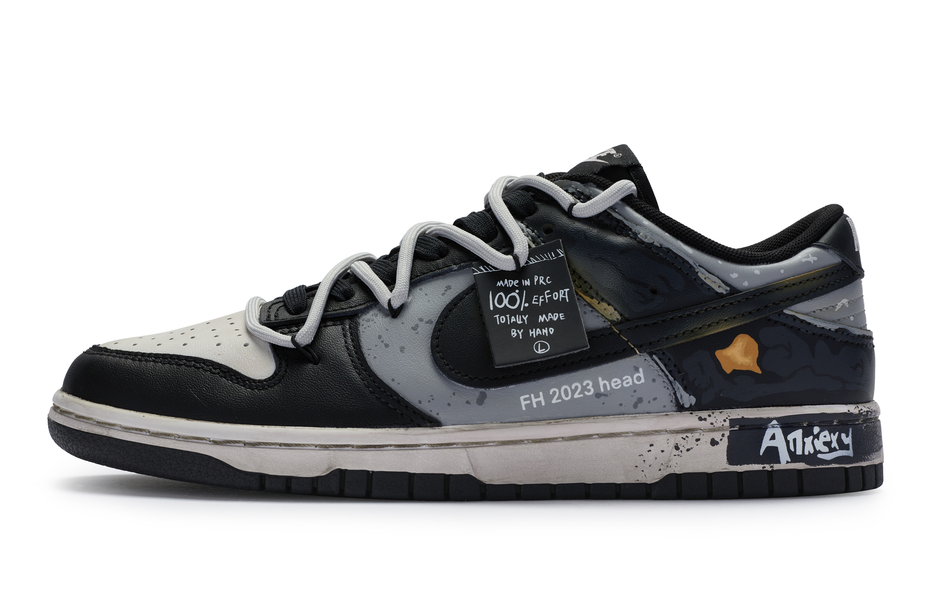 Buy 【定製球鞋】Nike Dunk Low 牛角尖 焦慮 情緒色彩 療癒主題 廢土高街混搭 減震防滑 低筒 板鞋 GS 黑白灰