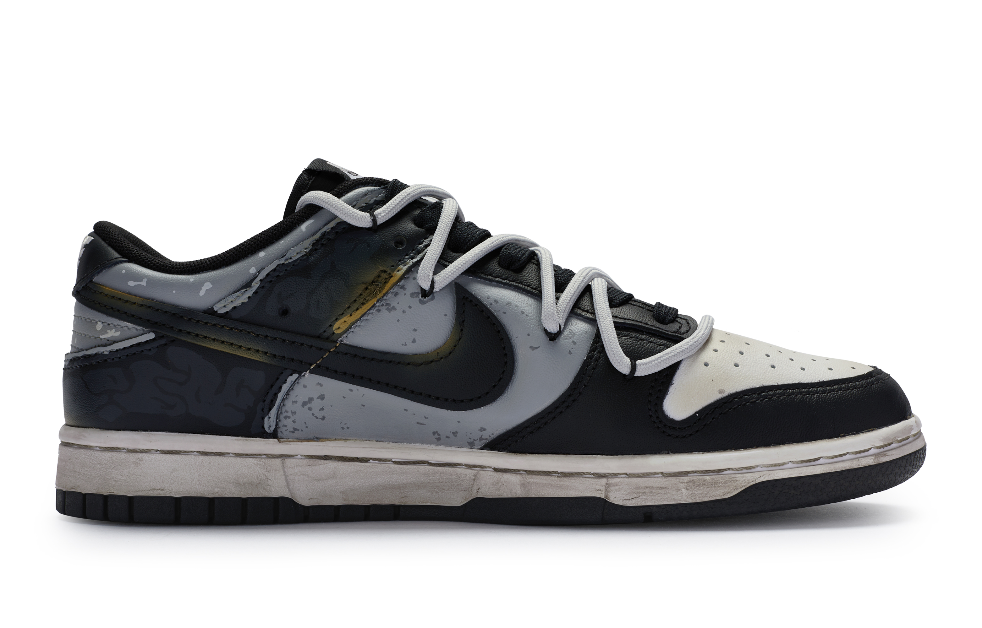 Order 【定製球鞋】Nike Dunk Low 牛角尖 焦慮 情緒色彩 療癒主題 廢土高街混搭 減震防滑 低筒 板鞋 GS 黑白灰