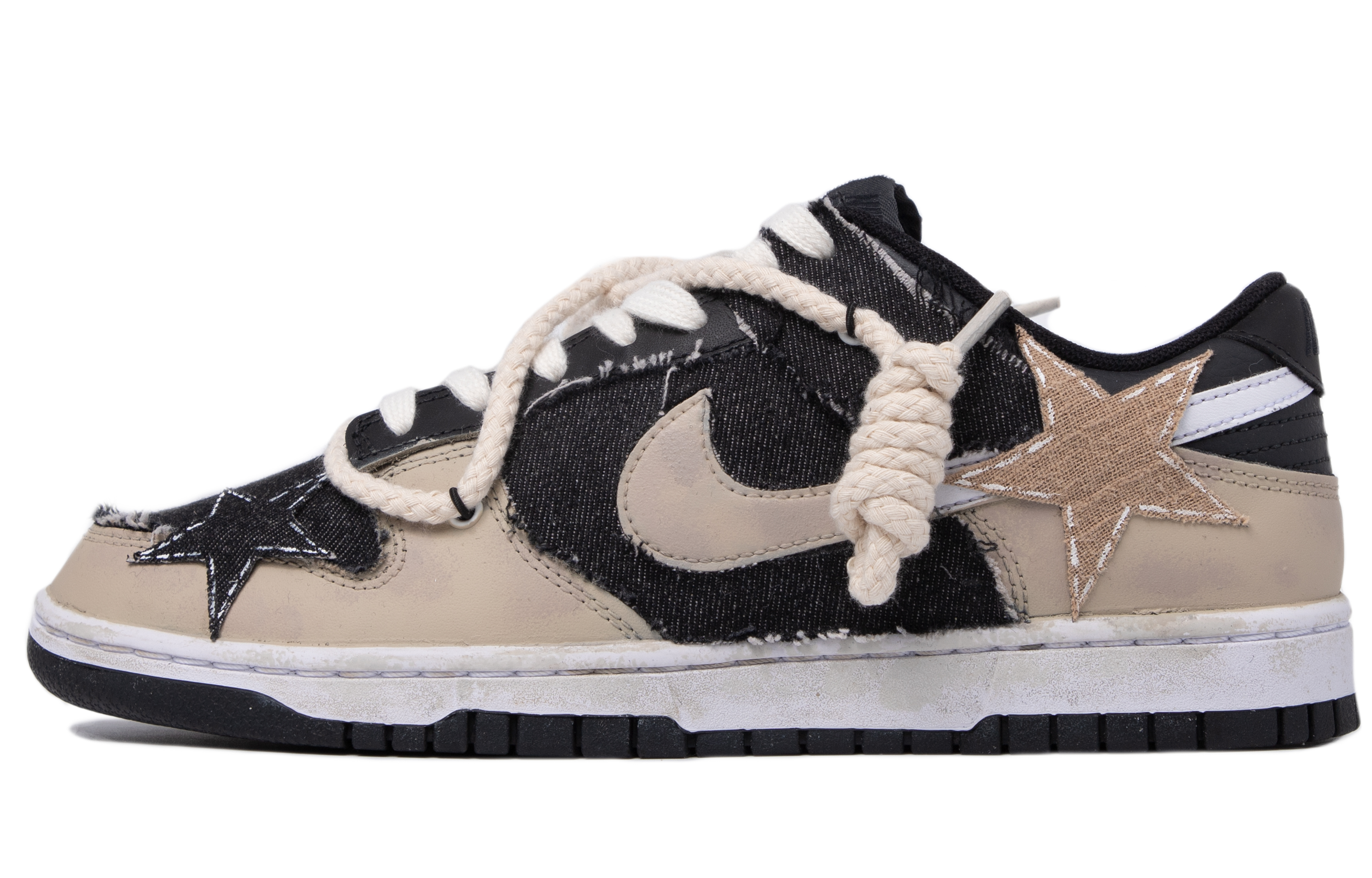 Buy [Kasut Custom] Nike Dunk Rendah 'Hitam Putih Kelabu Coklat' DJ6188-002(TeamM-男款昭昭星野)