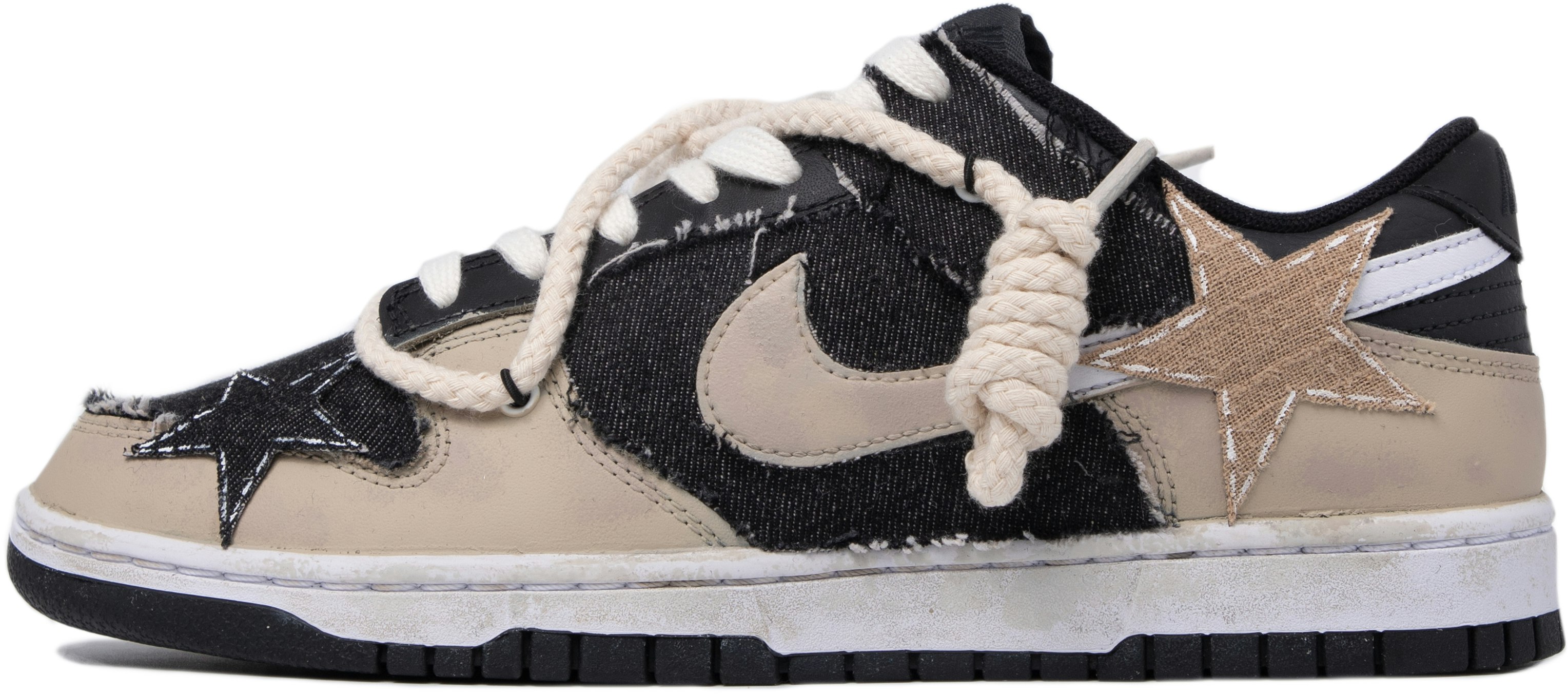 custom-shoes-nike-dunk-low-black-white-grey-brown