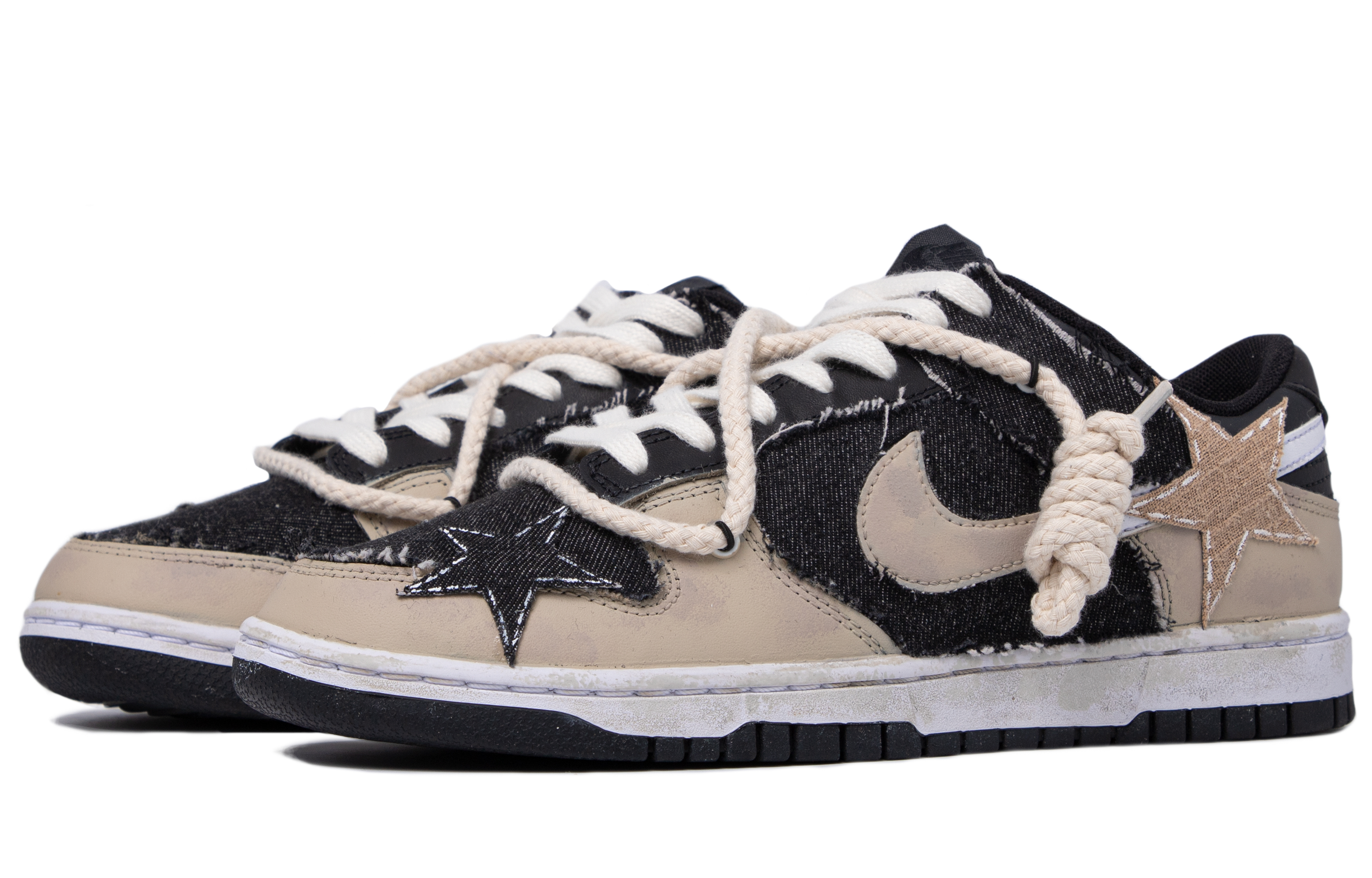 Lookbook [Kasut Custom] Nike Dunk Rendah 'Hitam Putih Kelabu Coklat' DJ6188-002(TeamM-男款昭昭星野)