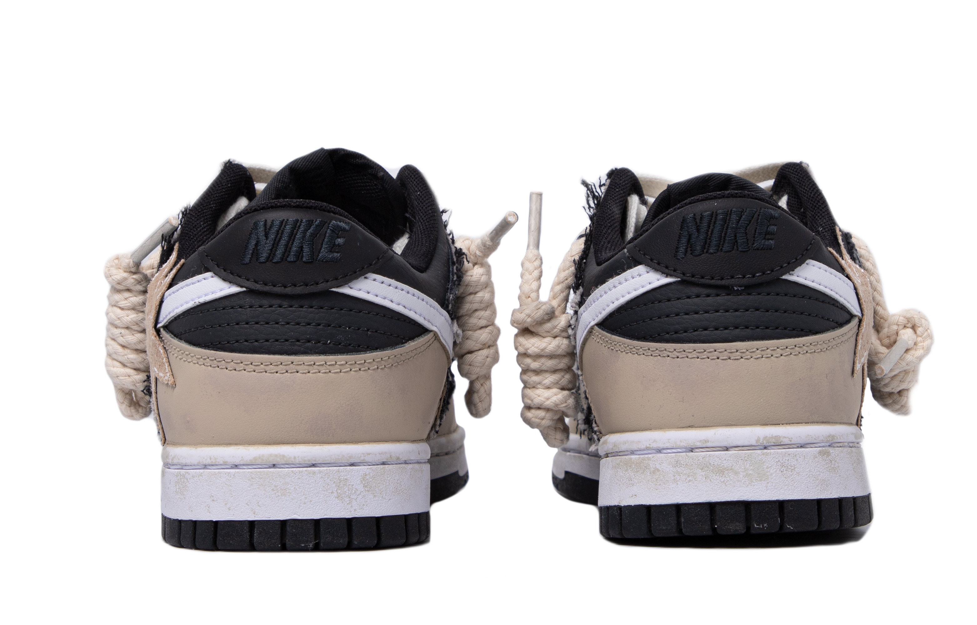 Shop [Kasut Custom] Nike Dunk Rendah 'Hitam Putih Kelabu Coklat' DJ6188-002(TeamM-男款昭昭星野)