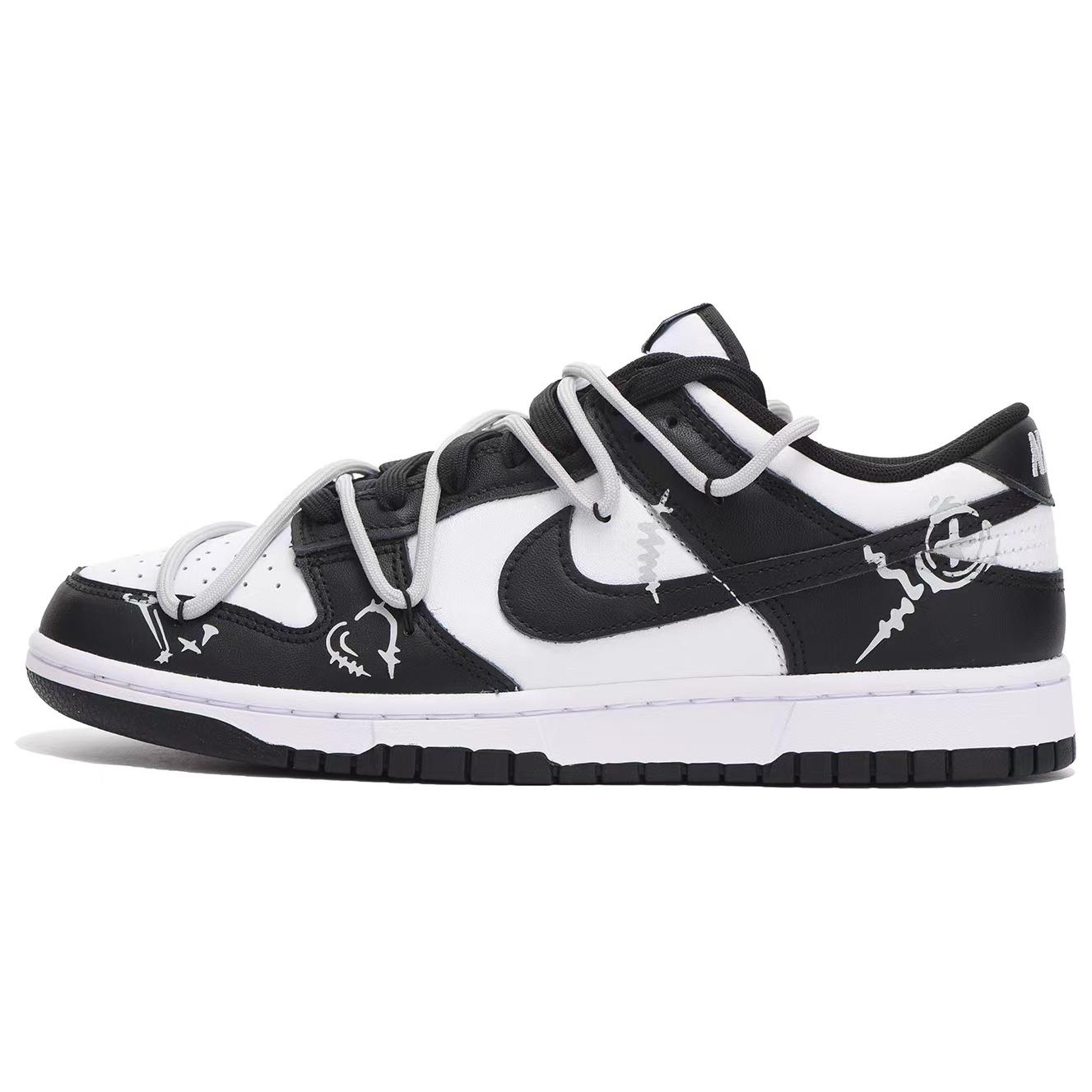 Buy [Kustom Sepatu] Nike Dunk Low 'Hitam Putih Abu Grafiti Patch' CW1590-100(Team32-女款潮流补丁QD)