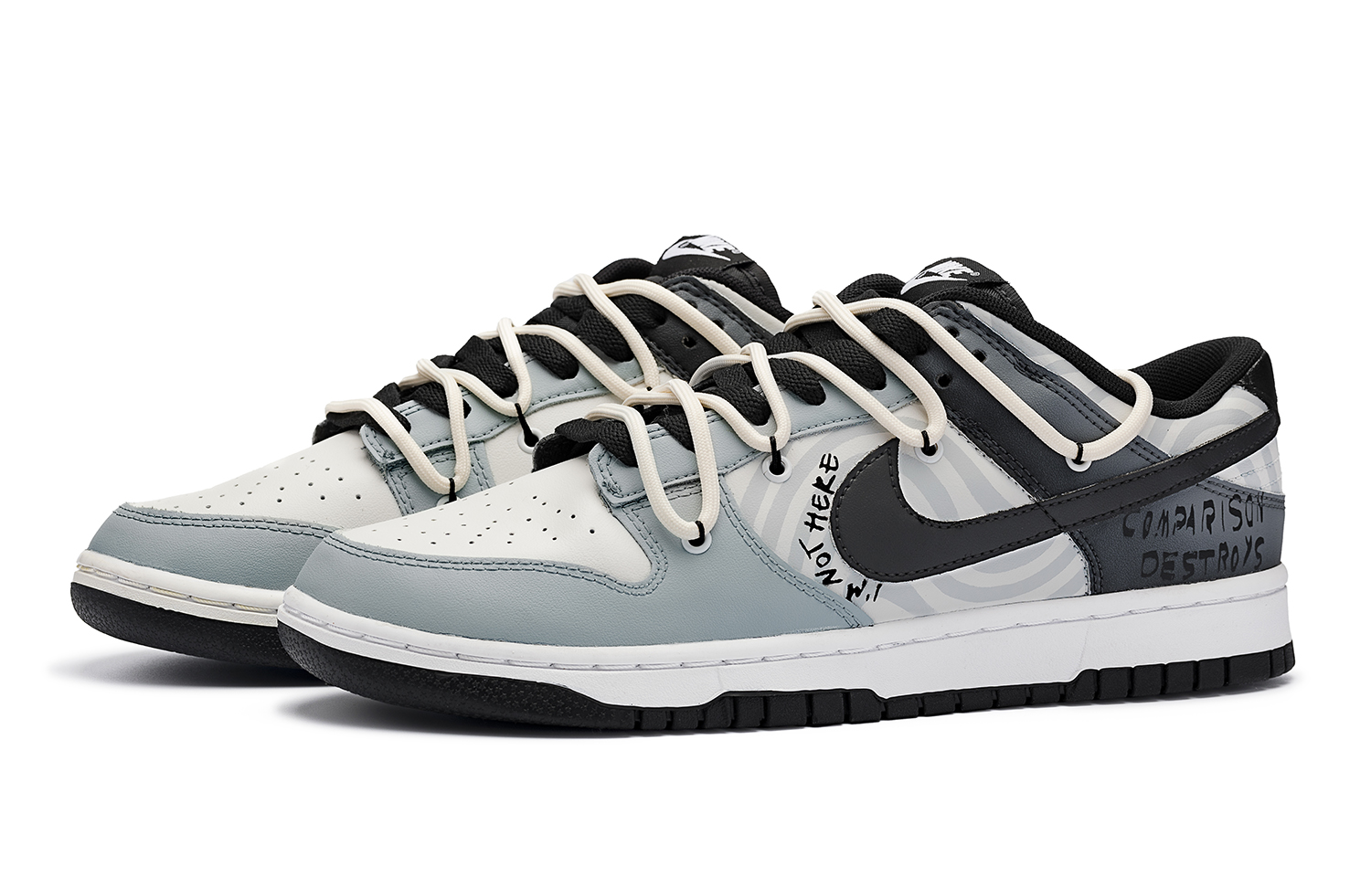 Lookbook [Kasut Custom] Nike Dunk Low 'Hitam Putih Kelabu Grafiti' DV0831-002(Team98-男款消失)