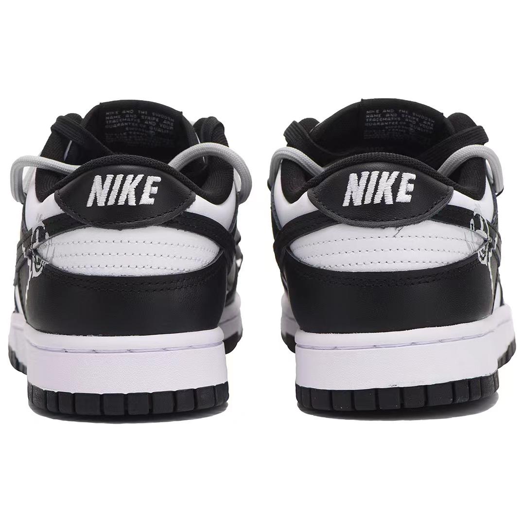 Shop [Kustom Sepatu] Nike Dunk Low 'Hitam Putih Abu Grafiti Patch' CW1590-100(Team32-女款潮流补丁QD)