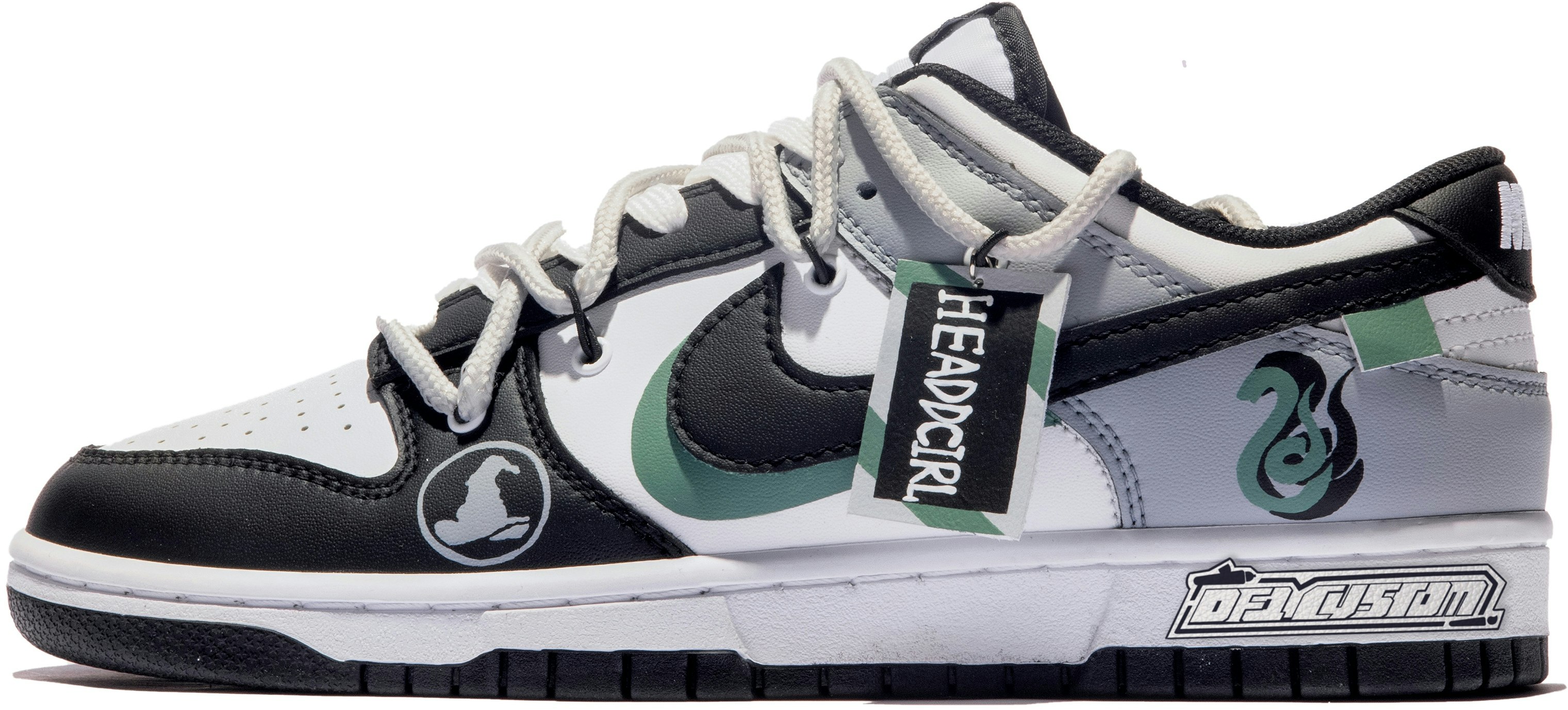 custom-shoes-nike-dunk-low-black-white-grey-green-ambush