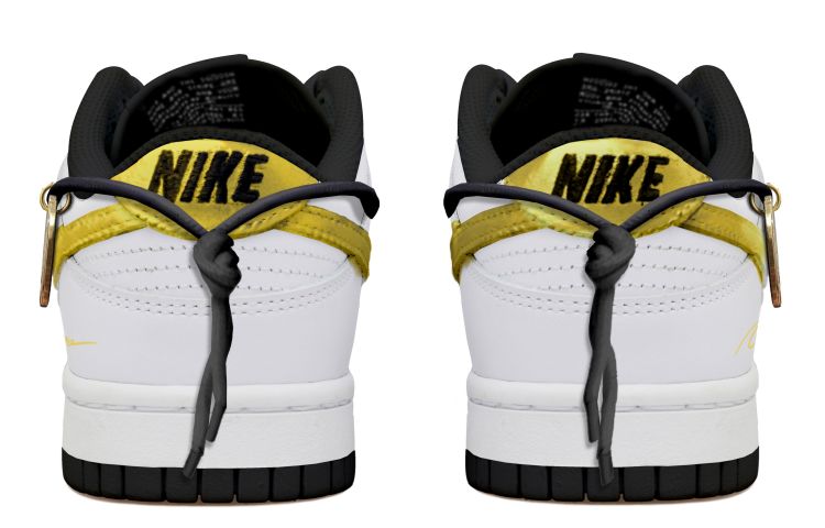 Shop [Kasut Custom] Nike Dunk Low 'Hitam Putih Kelabu dengan Gold Swoosh' DD1391-100(Team拾玖-大吉多金男S-BOX)