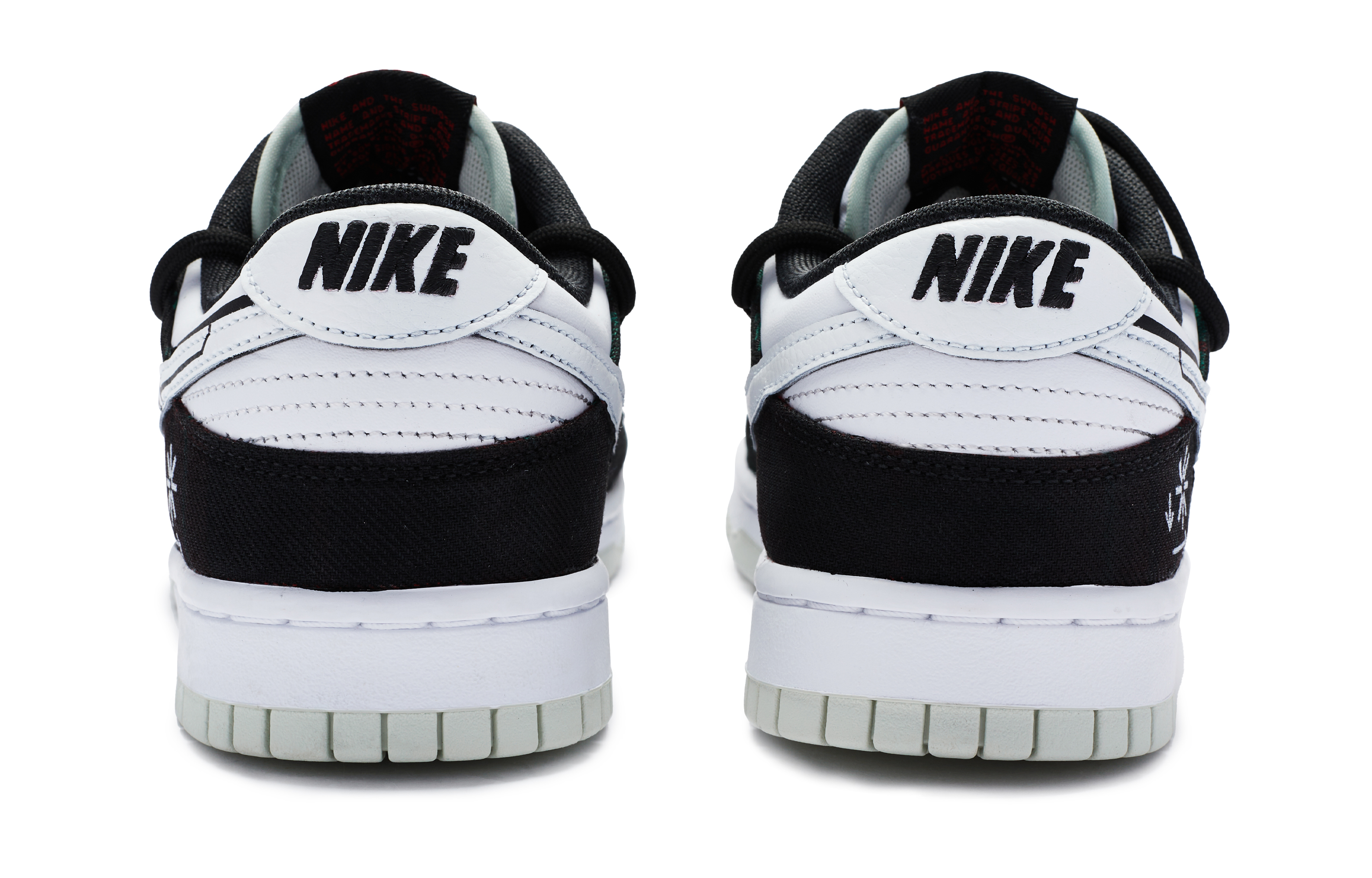 Shop [Kasut Custom] Nike Dunk Low 'Hitam Putih Dilukis Tangan' DV0827-100(TeamR-男款黑白循环)