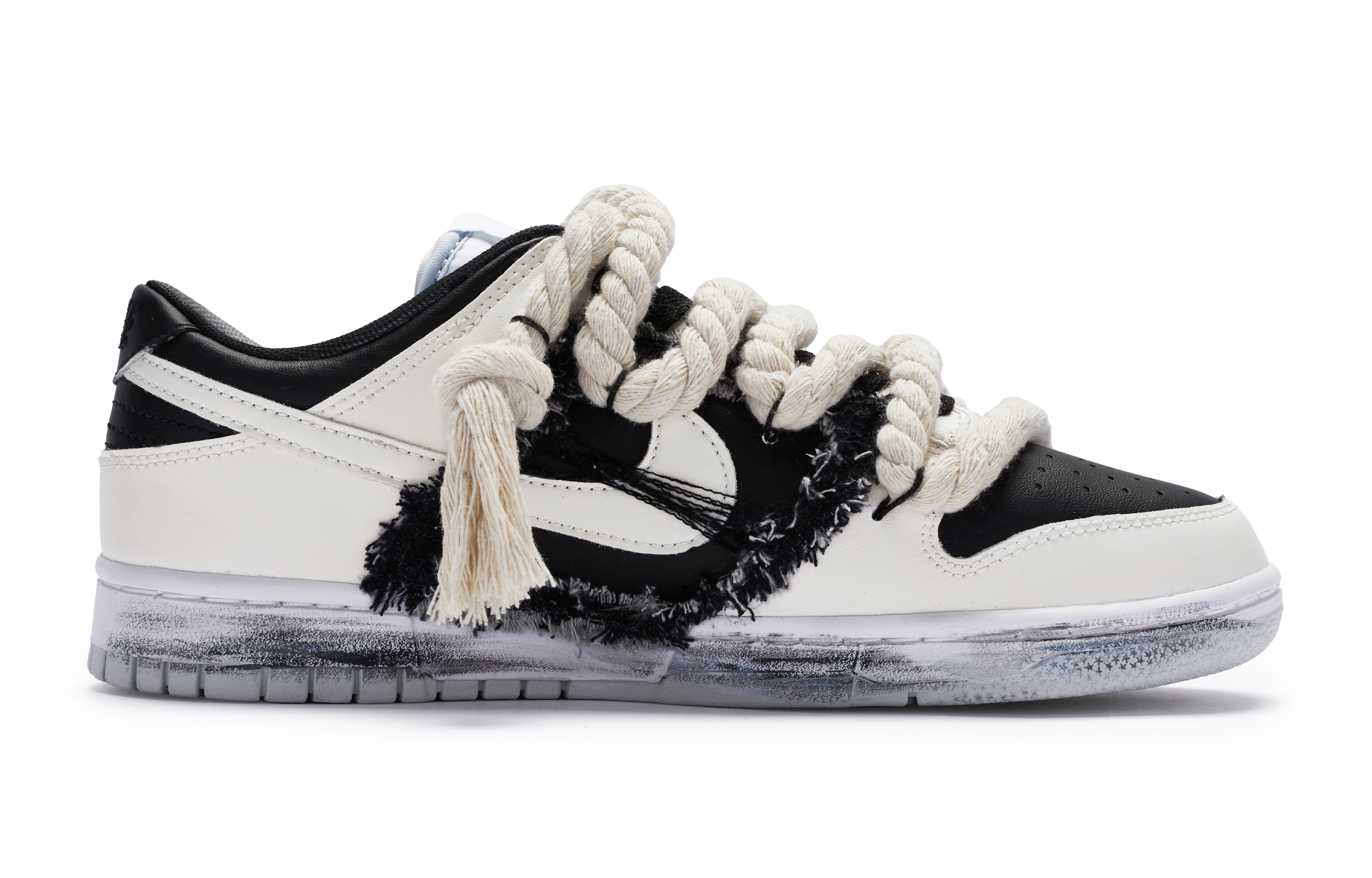 Order 【客製化球鞋】 Nike Dunk Low BIGNIU 黑白幻覺 簡潔 高街 手繪噴繪 低筒 板鞋 GS 黑白