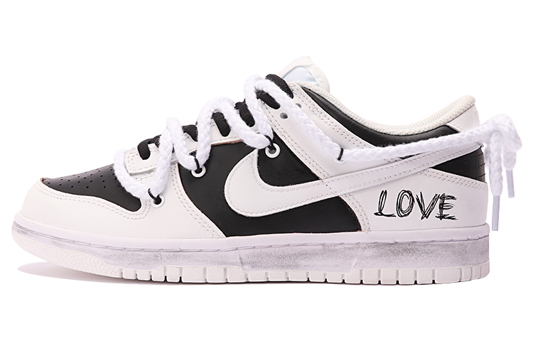 Buy 【客製球鞋】 Nike Dunk 低筒 經典 Love 復古 老化 簡約 解構雙鞋帶 低筒 滑板鞋 GS 黑白