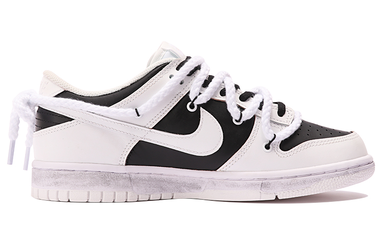 Order 【客製球鞋】 Nike Dunk 低筒 經典 Love 復古 老化 簡約 解構雙鞋帶 低筒 滑板鞋 GS 黑白