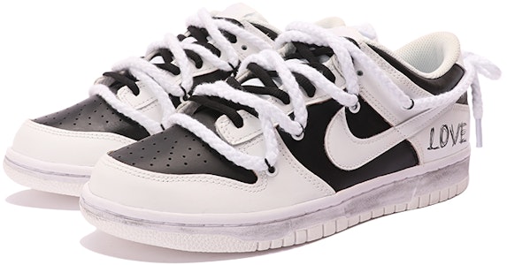【客製球鞋】 Nike Dunk 低筒 經典 Love 復古 老化 簡約 解構雙鞋帶 低筒 滑板鞋 GS 黑白 Lookbook 【客製球鞋】 Nike Dunk 低筒 經典 Love 復古 老化 簡約 解構雙鞋帶 低筒 滑板鞋 GS 黑白