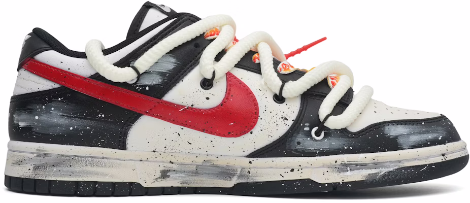 【客製化球鞋】Nike Dunk Low 沈染氧化走舊 高街 活力火焰勾 解構綁帶 美式復古 低筒 板鞋 男女同款 黑白 Order 【客製化球鞋】Nike Dunk Low 沈染氧化走舊 高街 活力火焰勾 解構綁帶 美式復古 低筒 板鞋 男女同款 黑白