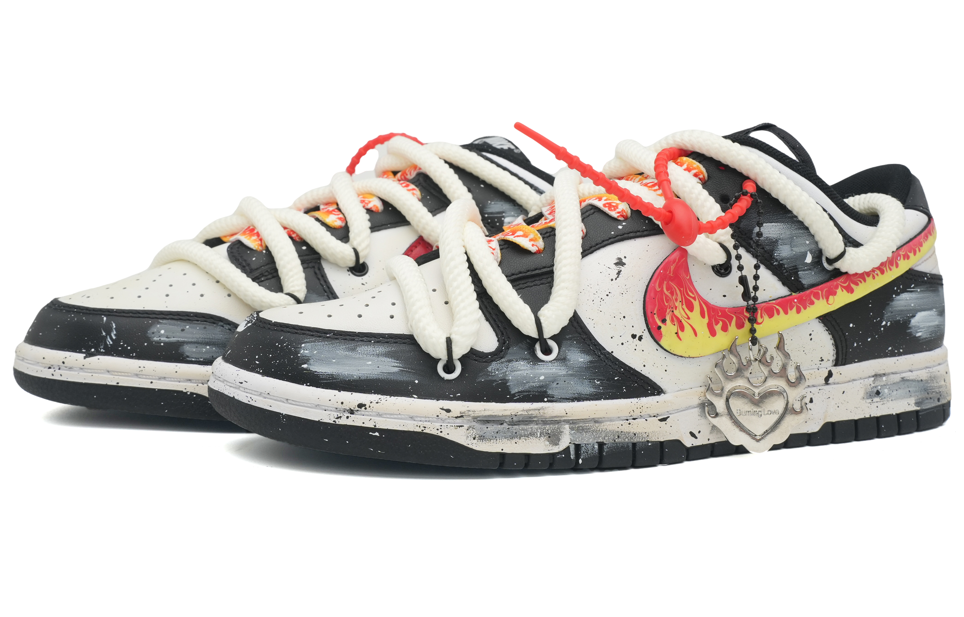 Lookbook [Shoes Custom] Nike Dunk Low 'Hitam Putih Api Teroksidasi' DD1391-100(Team35-活力火焰)