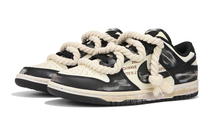 Lookbook ナイキ ダンク ロー "黒白パンダ" (カスタム) CW1590-100(Team24-女款熊猫做旧)