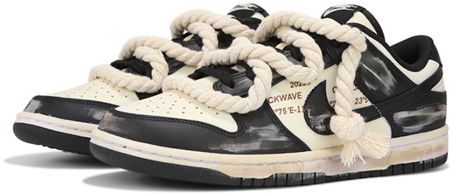 【訂製球鞋】 Nike Dunk Low 麻繩綁帶 氧化做舊 熊貓 高街 低幫 板鞋 GS 黑白米色 Lookbook 【訂製球鞋】 Nike Dunk Low 麻繩綁帶 氧化做舊 熊貓 高街 低幫 板鞋 GS 黑白米色